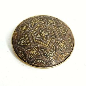 Vintage Damascene brooch, small